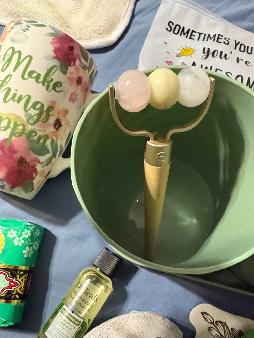 Happy Day Floral Gift Bag with Assorted Self-Care Items